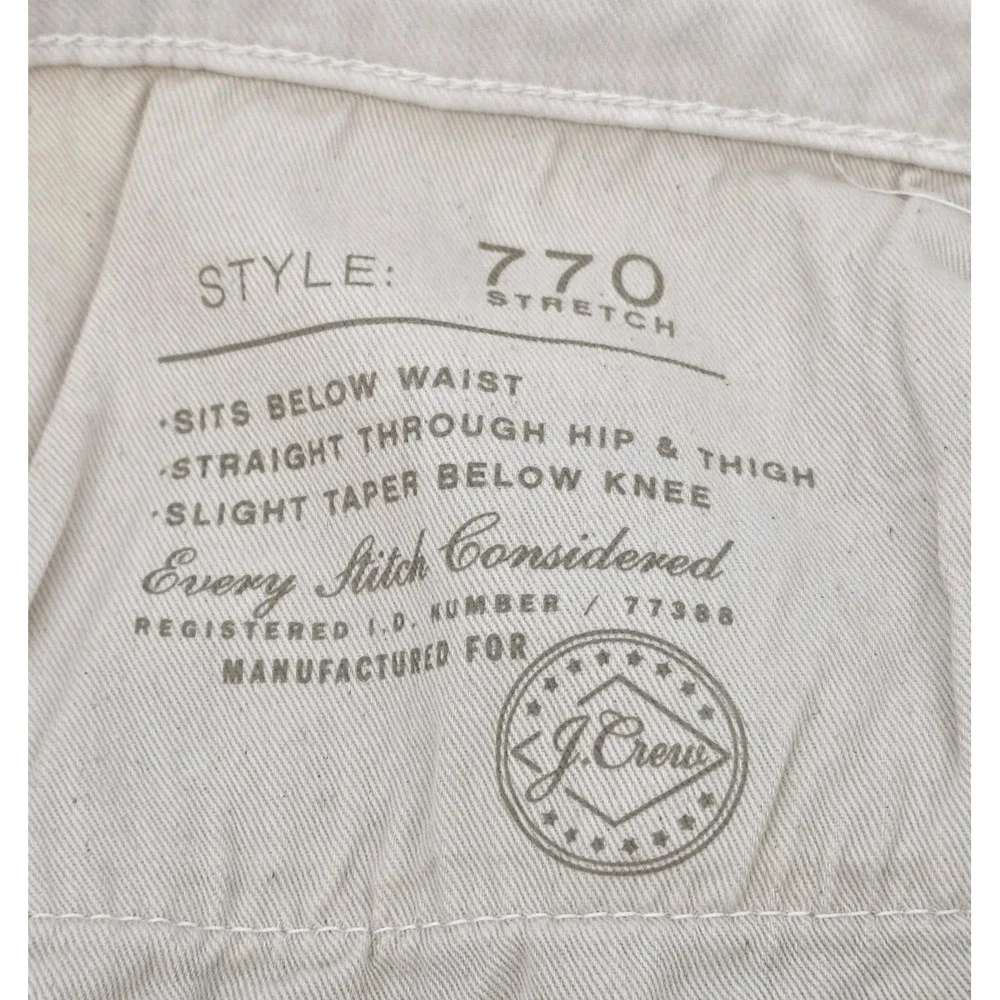 J.Crew Jeans 770 Men's 36x34 Straight Fit Stretch Taper Beige Lightwash Classic